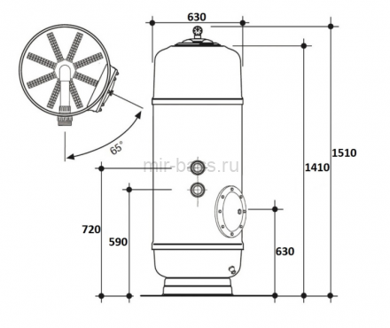 Фильтр  15,5м3/ч Gemas FILTREX HB 630мм М1 с боковым вентилем 1 1/2" (021312HB)