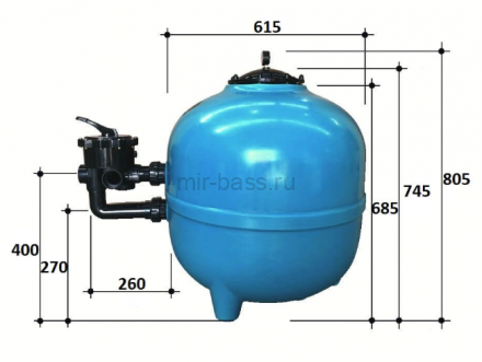 Фильтр 15м3/ч Gemas FILTRONE 615мм с боковым вентилем 1 1/2" (021813) Фильтр 15м3/ч Gemas FILTRONE 615мм с боковым вентилем 1 1/2" (021813)
