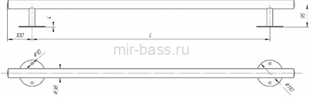 Поручень прямой 0,5 м. AISI 316L
