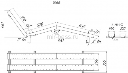 Лежак аэромассажный под плитку AISI 316L