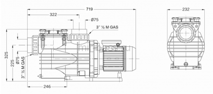 Насос с префильтром  27,6м3/ч PSH MAXI-20M Н=10 1,5кВт 230В (морская вода) (1MAX0200M2V)