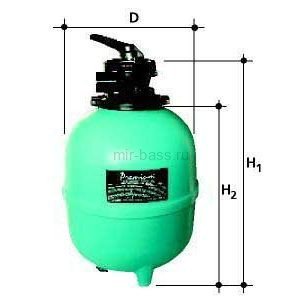 Фильтр Gemas PREMIUM D 615 мм, PE, с верхним 6-ти поз. клапаном 11/2",  15 м3/ч